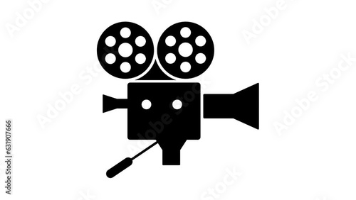 white background retro video camera animation