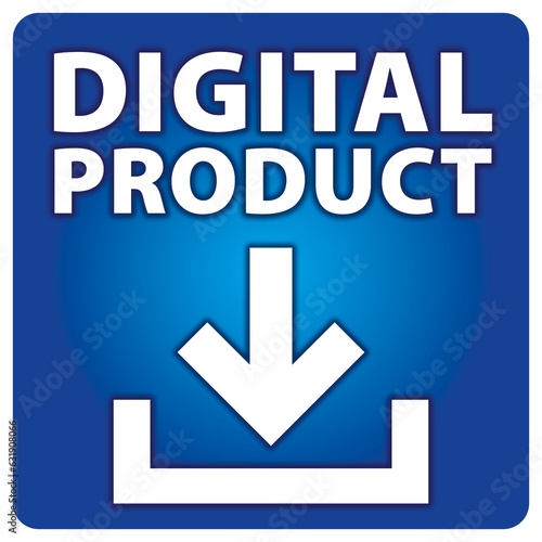 Digital Product digital download blue square Button sign