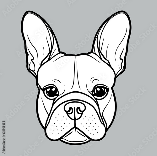 Nice french bulldog logo. cute dog. Black and white vector illustration