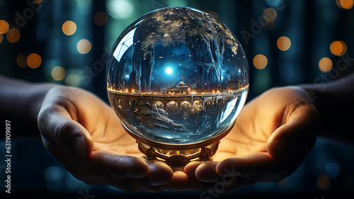 Obraz na plátně crystal ball of predictions in the hands of a fortune teller