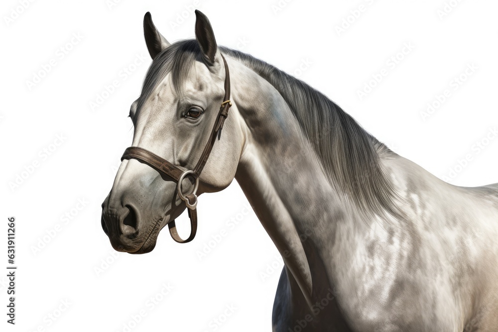 Fototapeta premium Grulla horse illustration on a white backdrop. Generative AI