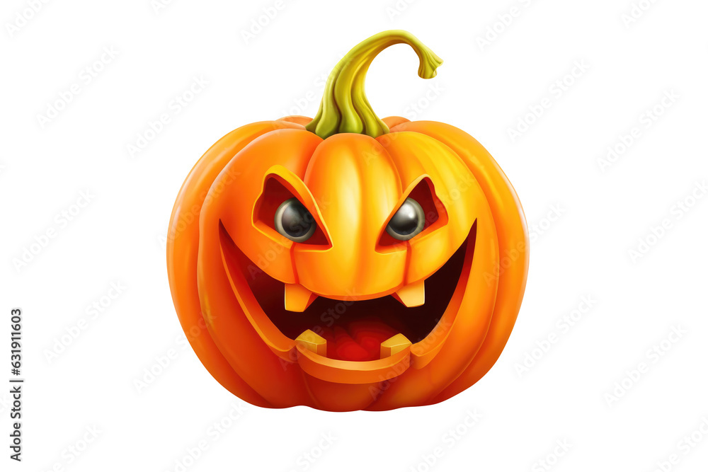 Halloween Pumpkin isolated on white background. Generative AI Halloween Pumpkin isolated on white background. Generative AI
