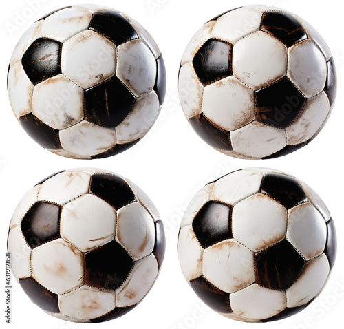 Isolated dirty soccer balls | All slightly different