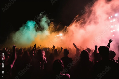 Euphoric Open Air Concert: Unleashing Musical Magic Amidst Celebratory Crowd. Ai generated. © ankreative