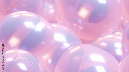 Seamless background of mix sizes iridescent pastel purple 3d spheres