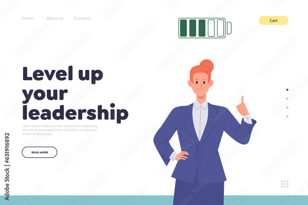 Level up your leadership concept for business training and coaching service landing page template Level up your leadership concept for business training and coaching service landing page template