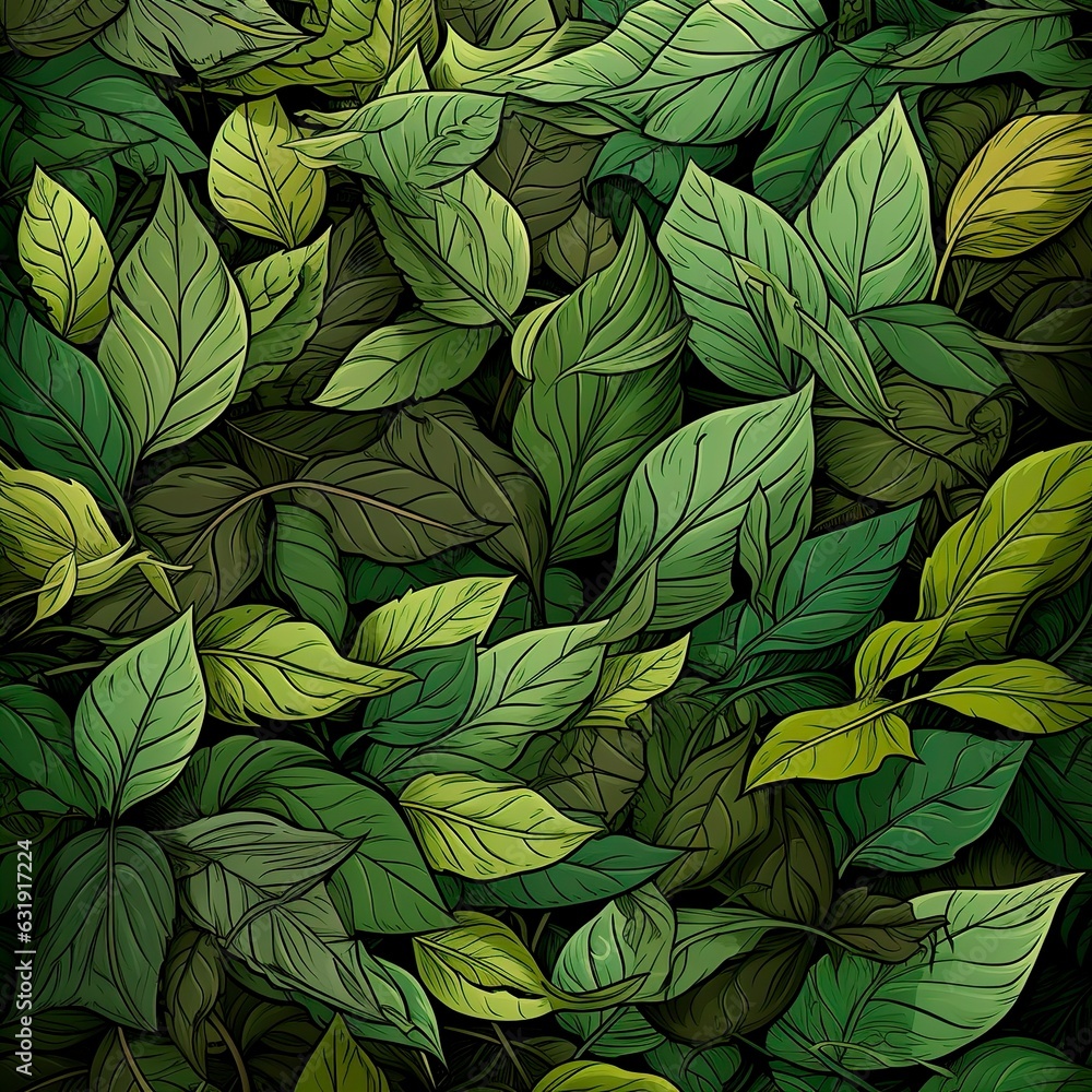 Invite nature's harmony into your project with a backdrop of lush green leaves, an homage to the world outside.
