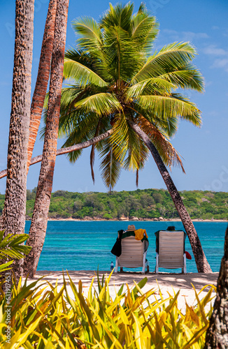 Travelers enjoying relaxation at Yanuca Island, Fiji