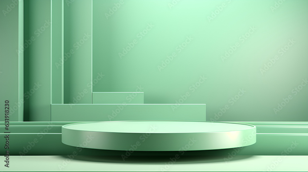 Modern showcase scene, podium, studio, platform for product presentation on a beautiful background created with Generative AI technology Modern showcase scene, podium, studio, platform for product presentation on a beautiful background created with Generative AI technology