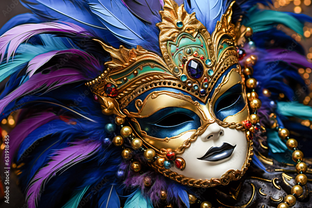 colorful background of a festival mask for mardi gras