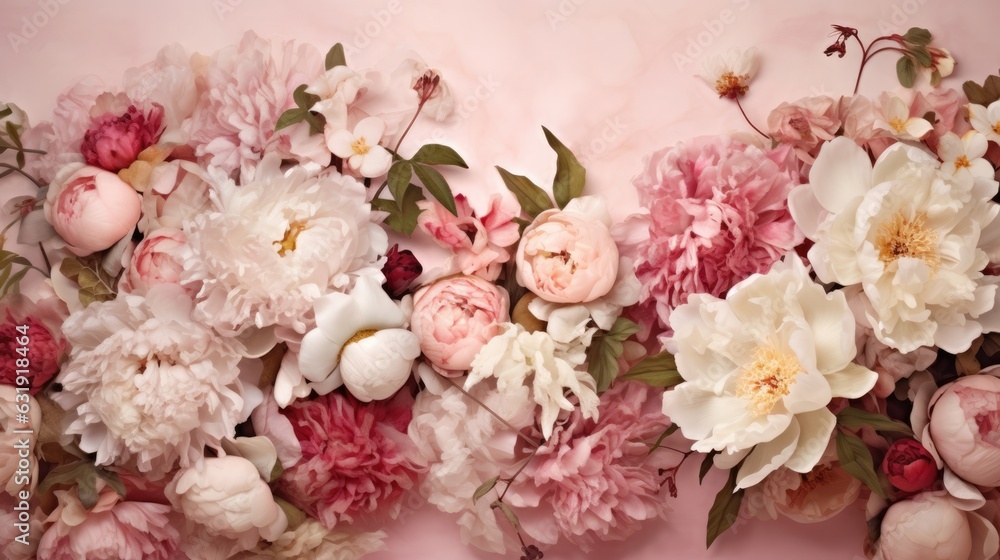 Background with beautiful pink peonies. Banner, wallpaper Background with beautiful pink peonies. Banner, wallpaper