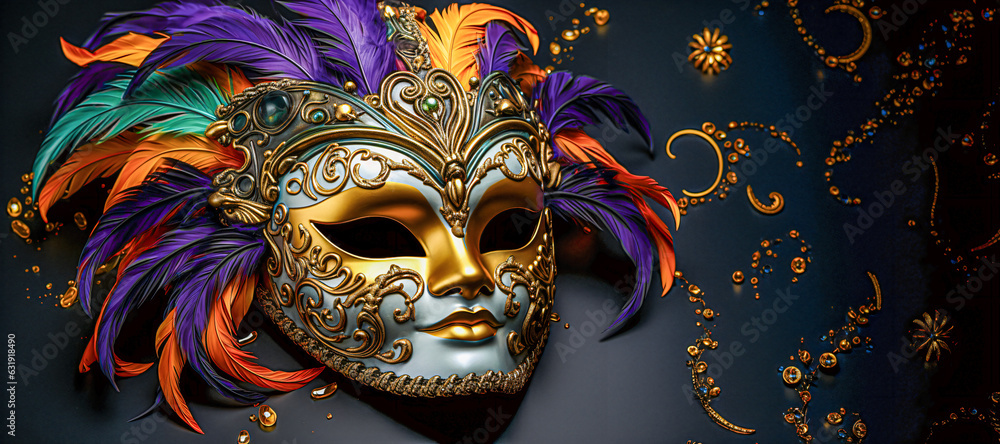colorful background of a festival mask for mardi gras