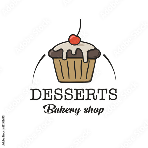 DESSERTS Bakery shop cake vector logo