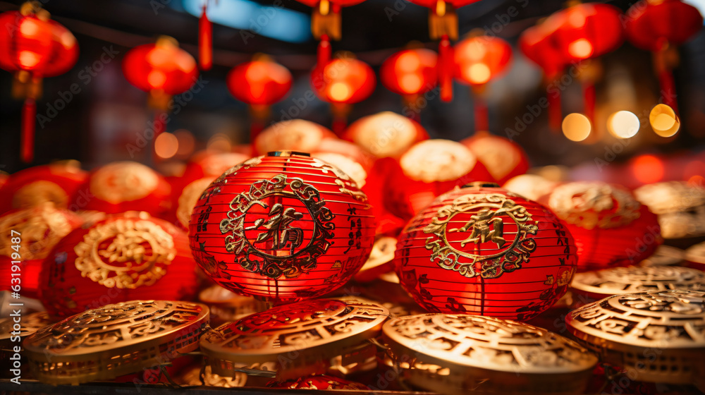 red lamps as symbol for chinese new year