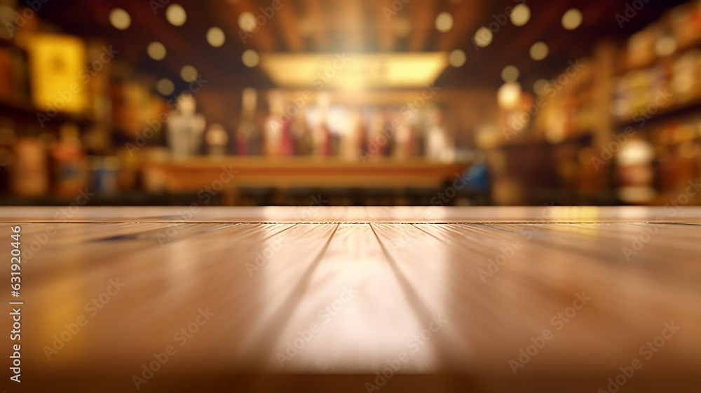 an empty tabletop podium in a restaurant with a blurred background with a copy of the evening bar space. an empty tabletop podium in a restaurant with a blurred background with a copy of the evening bar space.