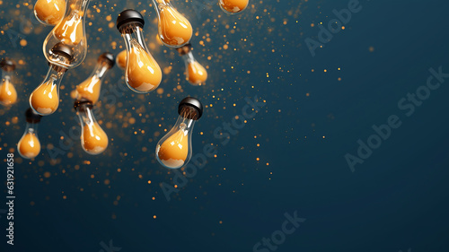 a group of light bulbs in the studio background.