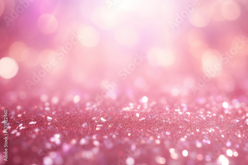 Background of a pink fairy dust light pattern. Glitter and sun rays shine upon it. AI generated
