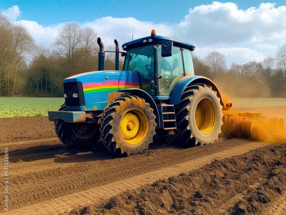 Obraz premium Traktor bei der Feldarbeit