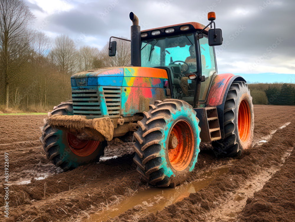 Obraz premium Traktor bei der Feldarbeit