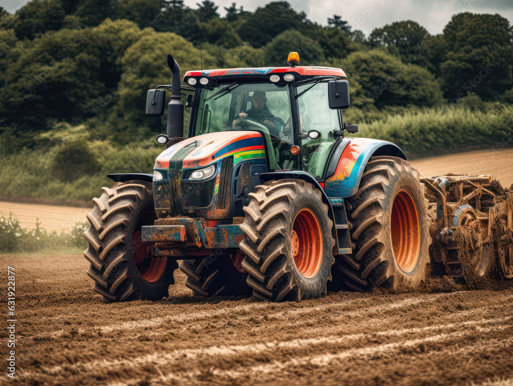 Fototapeta premium Traktor bei der Feldarbeit