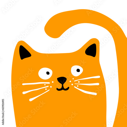 Funny Ginger cat vector primitive portrait