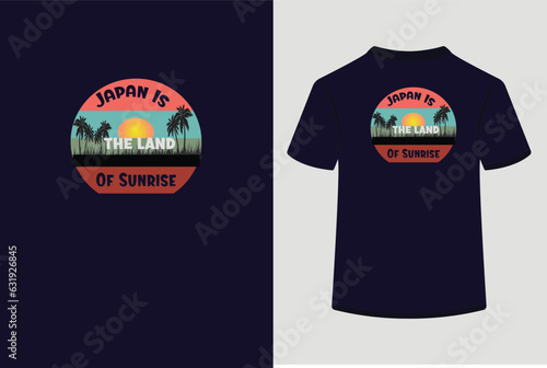 T shirt design,Japan is the land of sunrise.