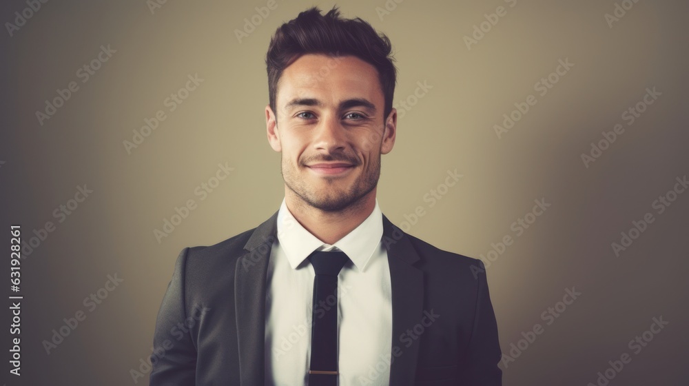 Young smilling business man posing on soft color background. Young smilling business man posing on soft color background.