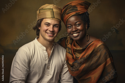 Experiencing the Joy of Cultural Exchange and Learning: A Portrait of a Multicultural Couple Embracing Cultural Harmony, Representation, and Inclusivity © aicandy