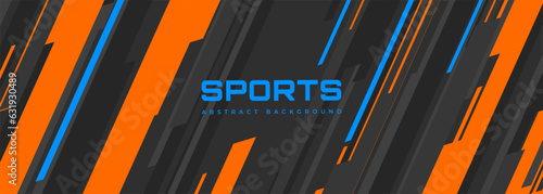 Modern sports banner design with diagonal orange gray and blue lines. Abstract sports background. Vector illustration