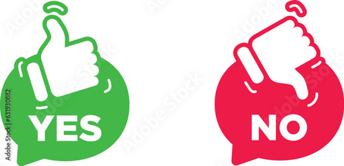 Thumb up and thumb down. Like and dislike icons. Yes or no choice. Agree and disagree sign. Approve or deny. Up and down index finger sign. Vector illustration.  Accept icon