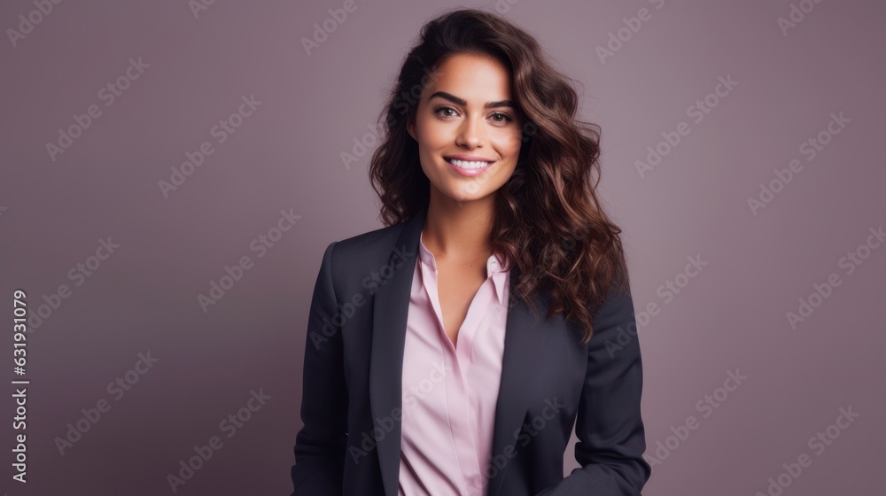 Young smilling business woman posing on soft color background. Young smilling business woman posing on soft color background.