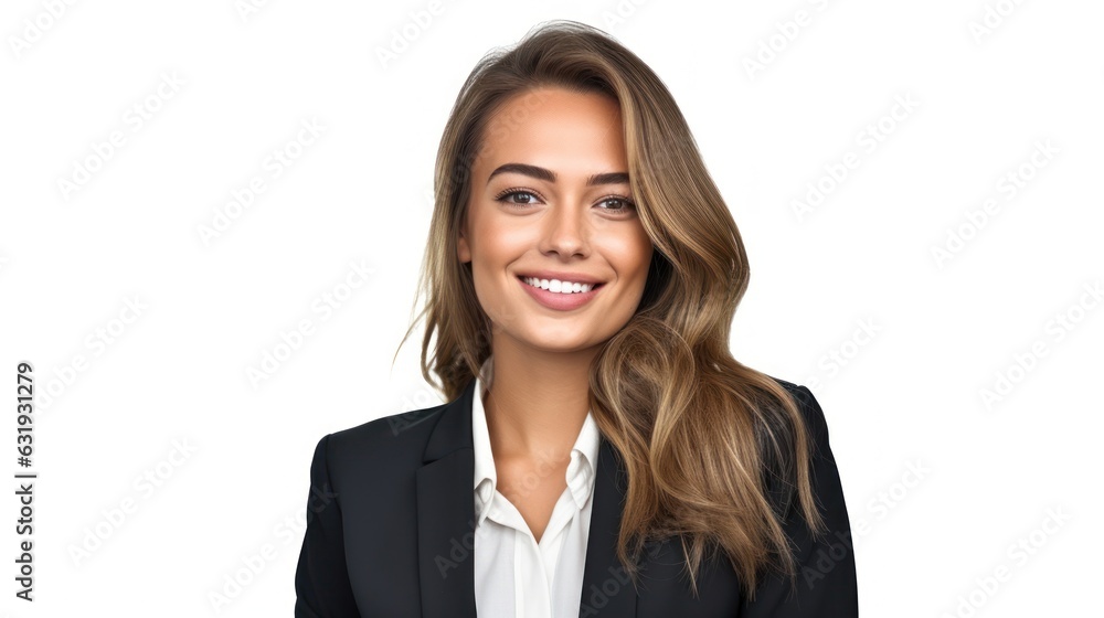 Young smilling business woman posing isolated over white background. Young smilling business woman posing isolated over white background.
