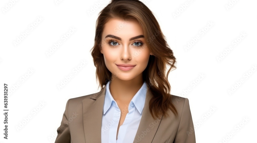 Young smilling business woman posing isolated over white background. Young smilling business woman posing isolated over white background.