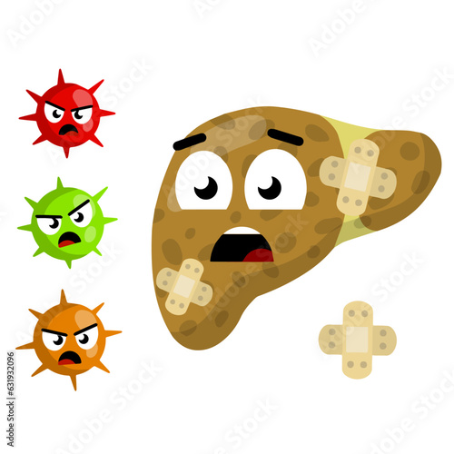 Bad liver. Attack germs and cirrhosis of the liver. Health problem