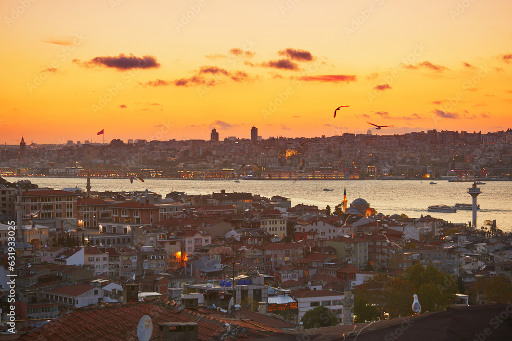Obraz premium Scenic view of Uskudar district on the Asian side of Istanbul, Turkey