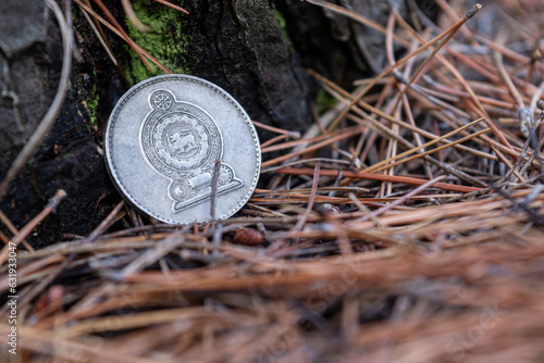 Sri Lanka rupee coin found in a forest photo