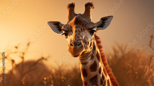 Photo of a majestic giraffe with its iconic long neck and expressive face - Wild Animal Photography
