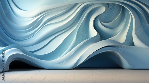Silken Waves: Artistic Blue Wave Design for Soft and Flowing Textile Illustratio, generative AI