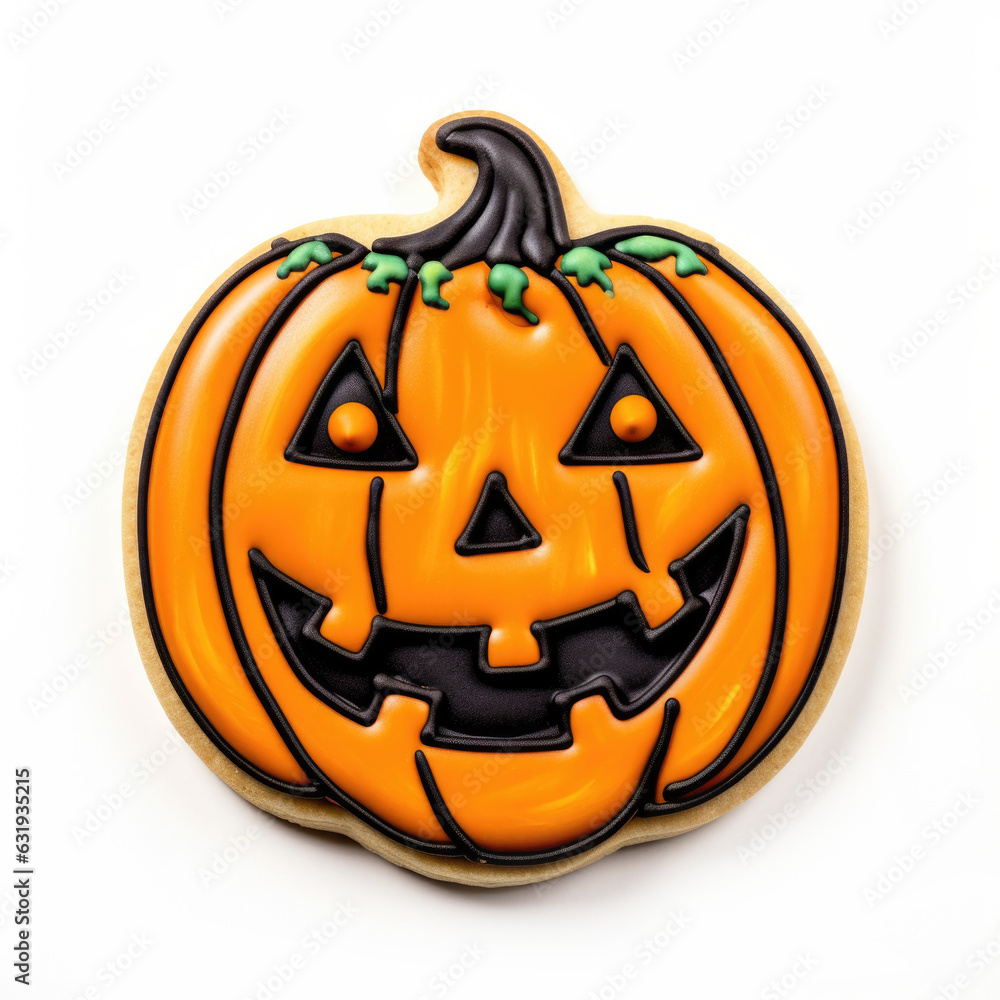 Halloween Jack o'Lantern Cookie Isolated on a White Background