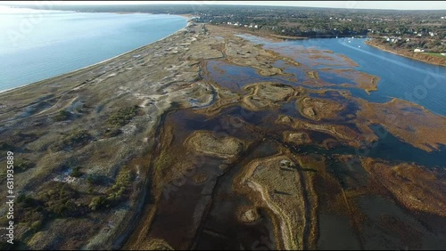 Aerial of Beach and Dunes at Hardings Beach in Chatham, Cape Cod photo