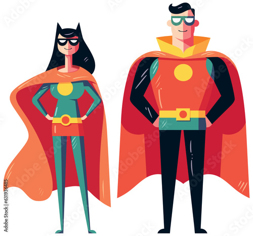 Flat Design Superhero Couple