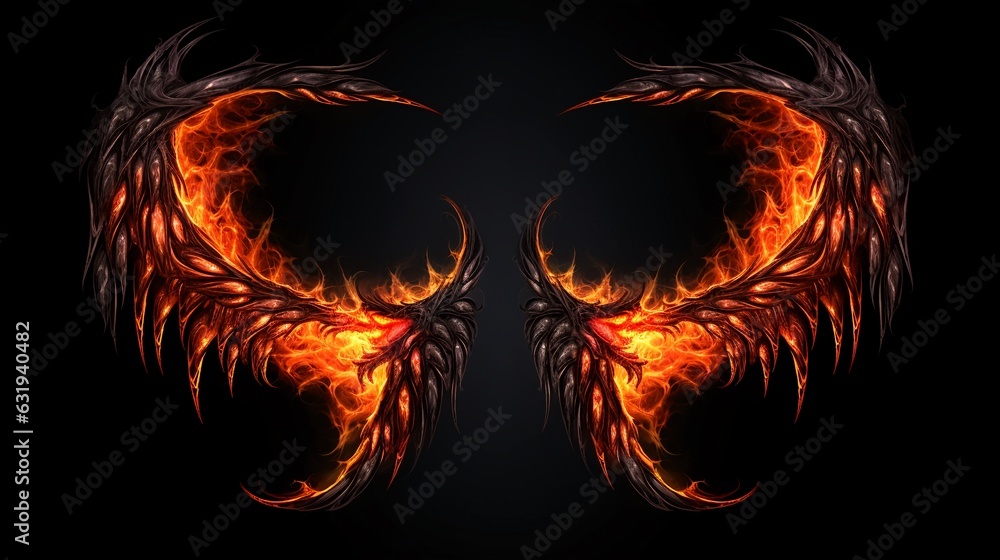 Demon powerful hell fire flame rings isolated on black background Demon powerful hell fire flame rings isolated on black background
