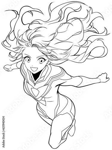 Manga Superheroine Line Art