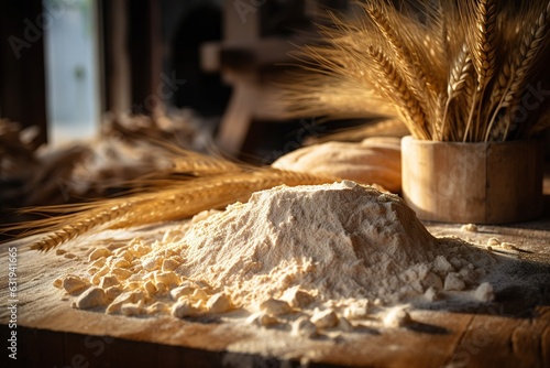 wheat ears with flour.