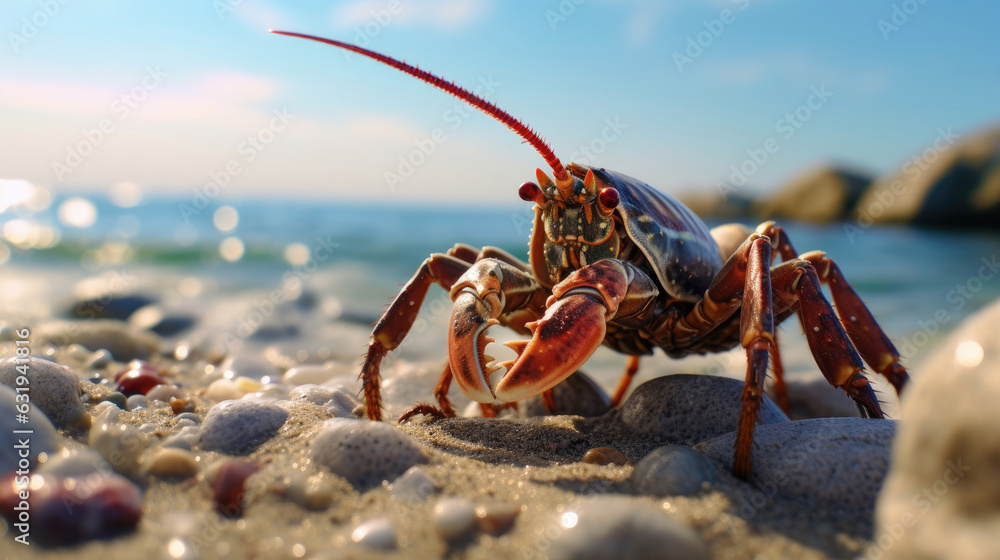 Close-up of a lobster on the beach Close-up of a lobster on the beach