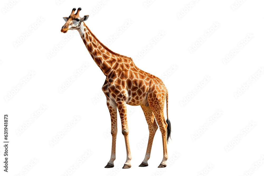 African Giraffe isolated on transparent background.