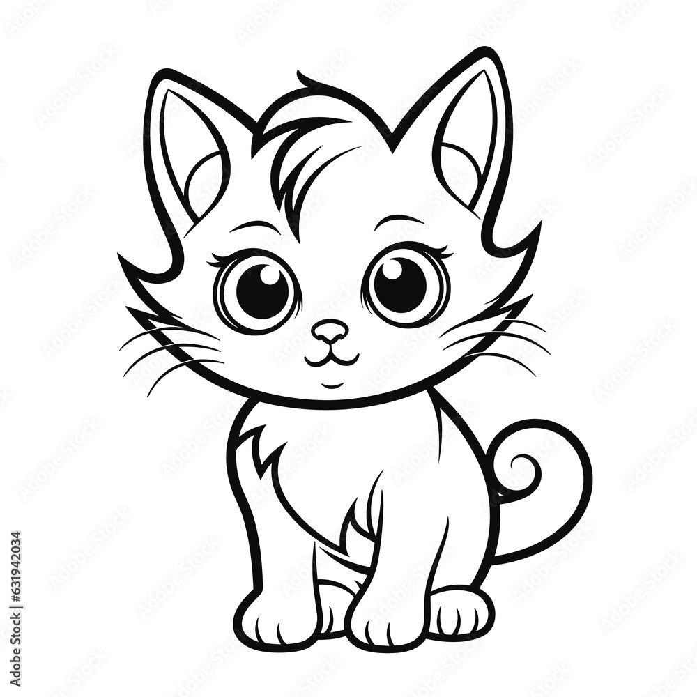 Cartoon Cat coloring pages Png