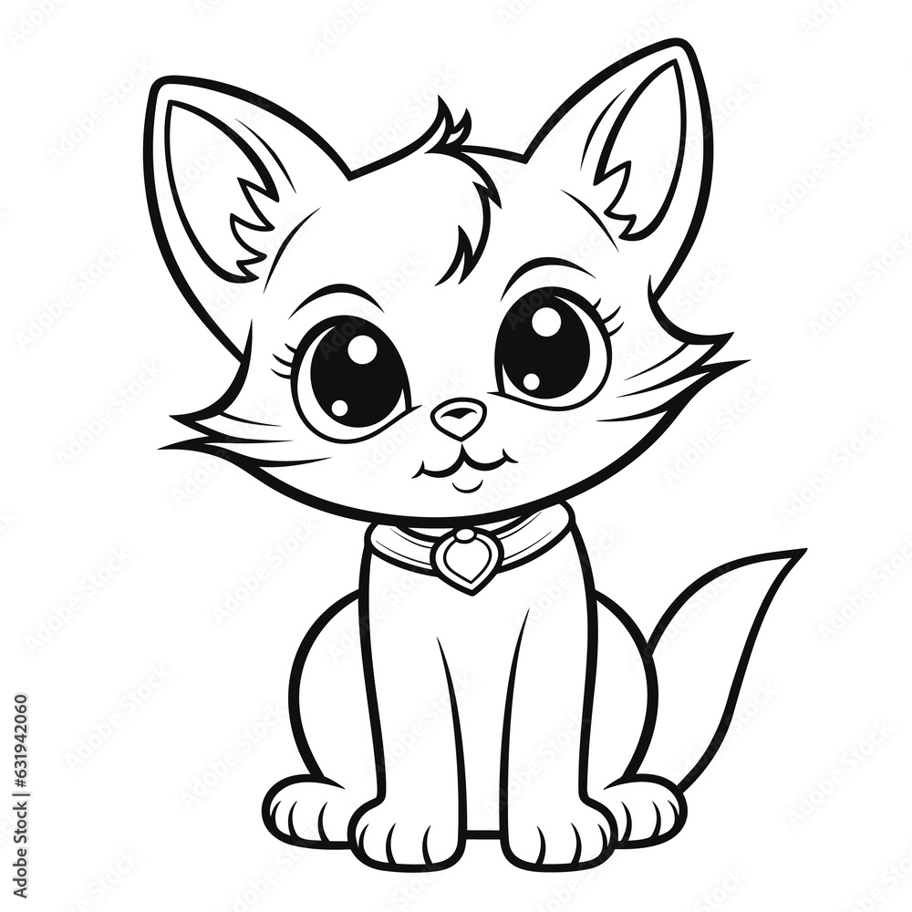 Obraz premium Cartoon Cat coloring pages Png
