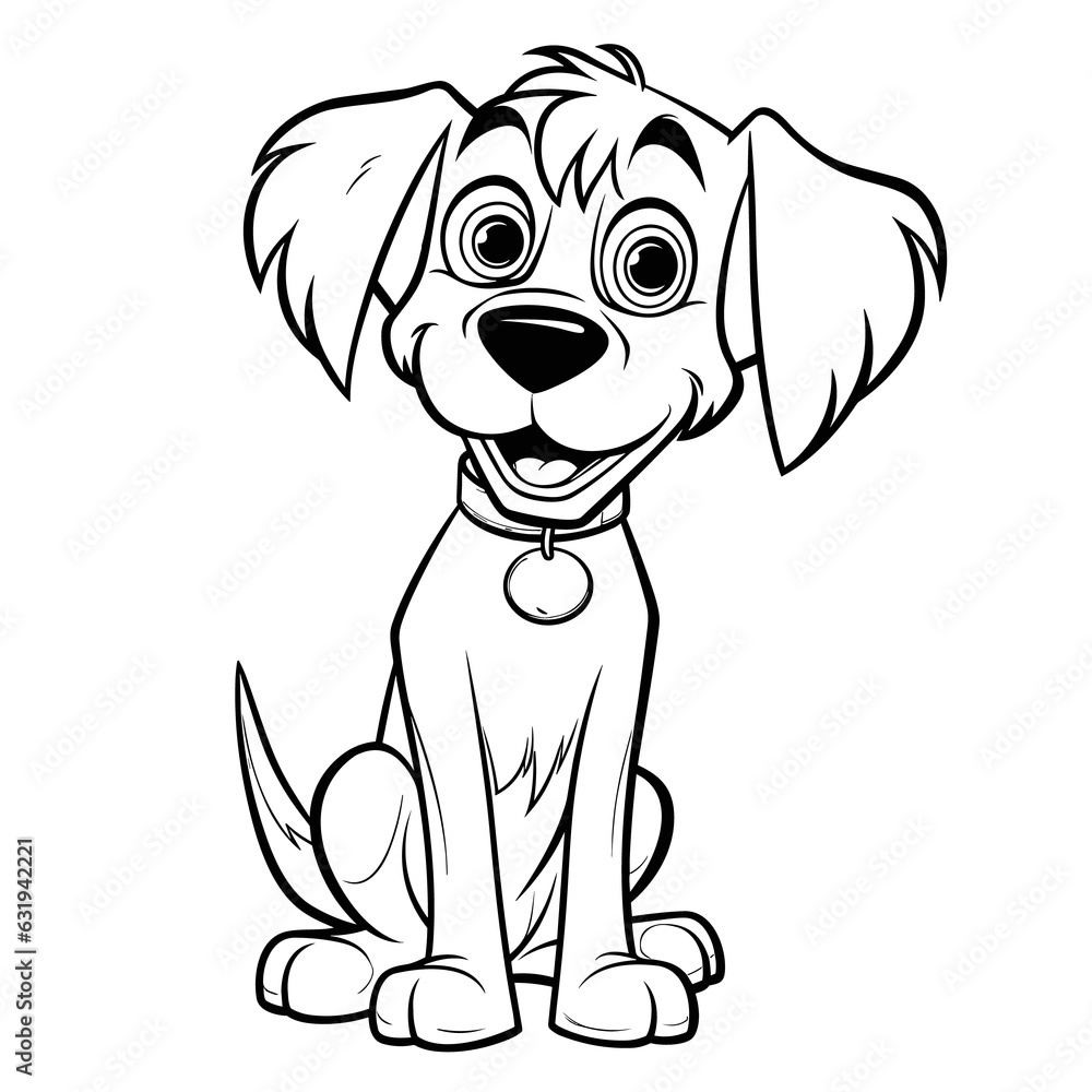 Cartoon dog coloring pages Png Stock Illustration | Adobe Stock