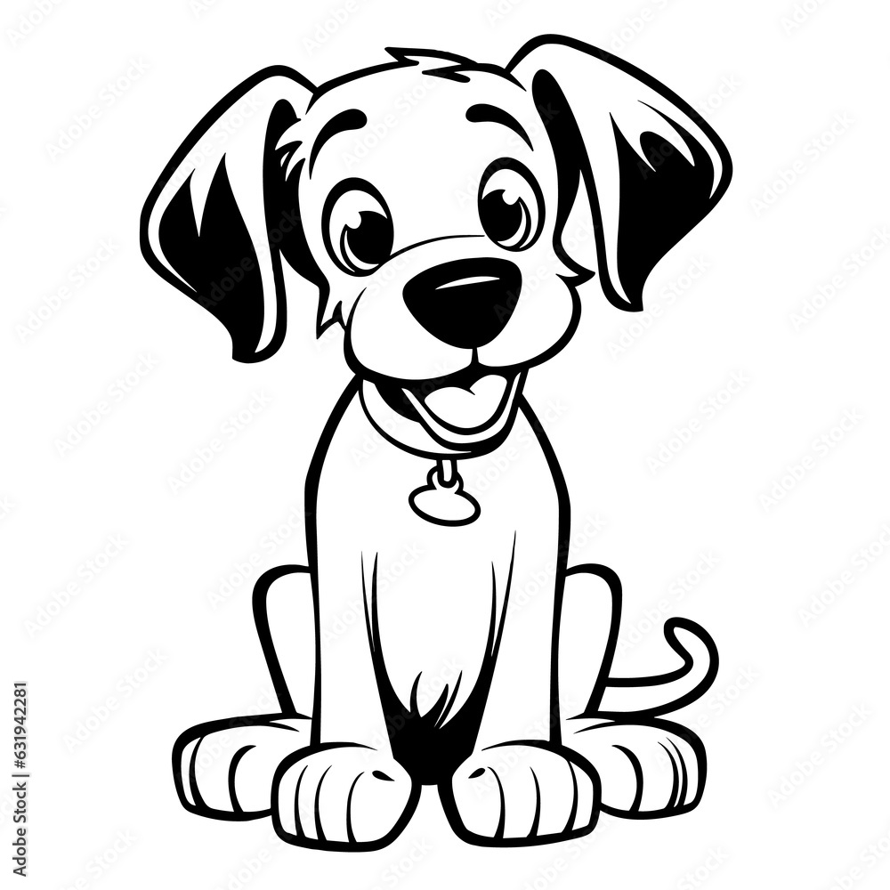 Fototapeta premium Cartoon dog coloring pages Png